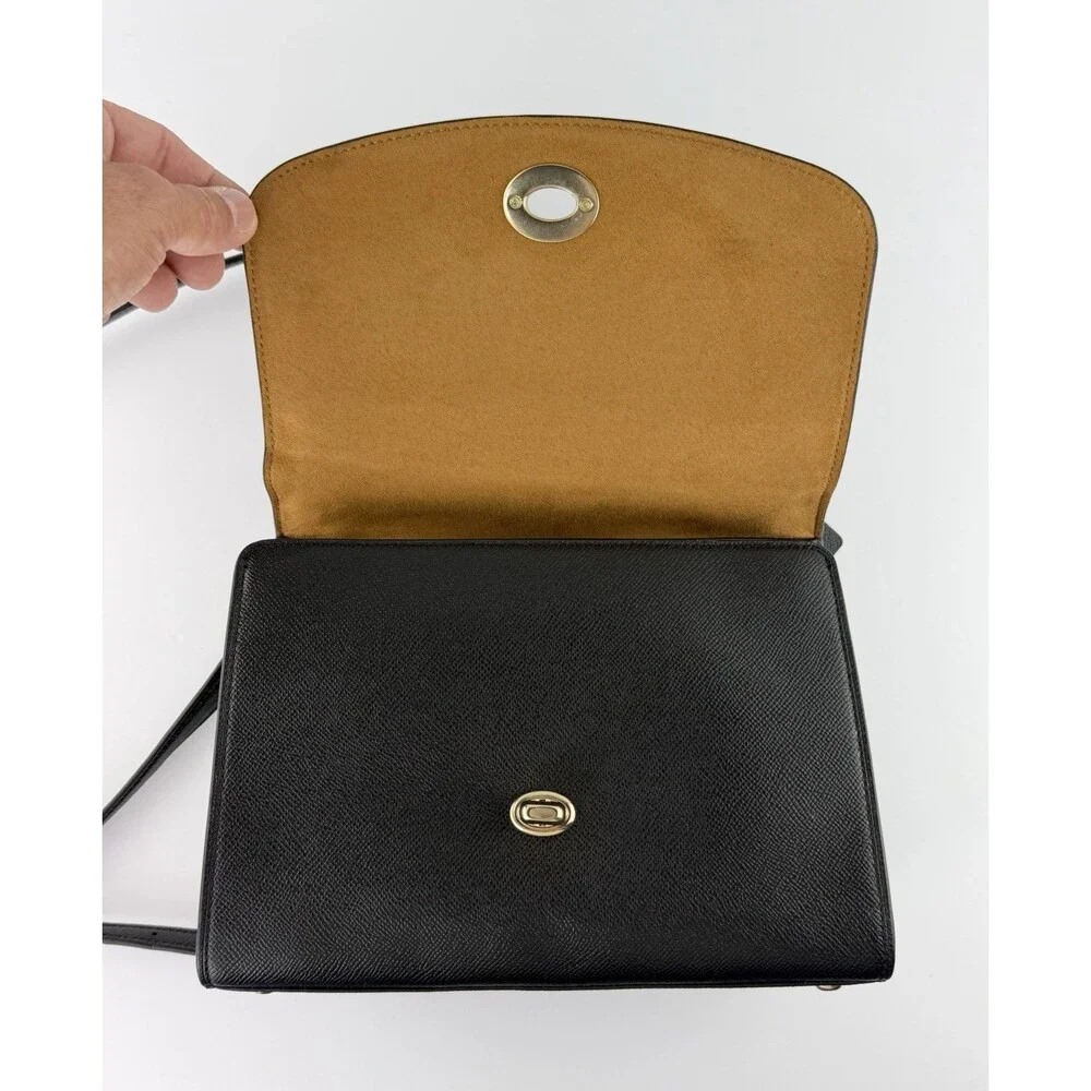 COACH Tilly Crossbody Top Handle Twist Lock Black Gold Leather Bag F76618 - $398